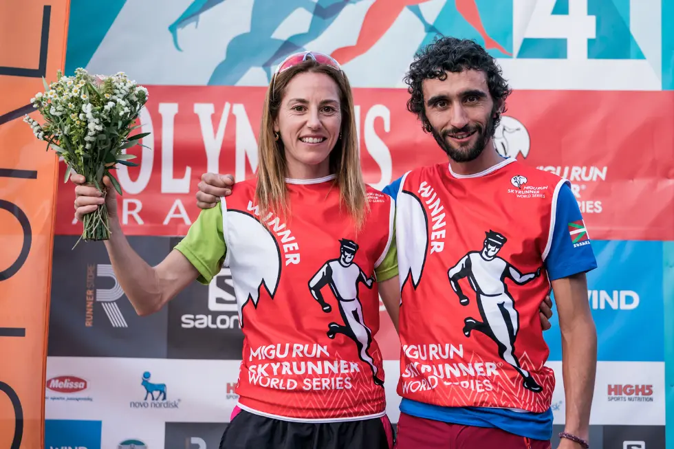 Ragna Debats and Aritz Egea, 2017 race winners and new record holders, Olympus Marathon