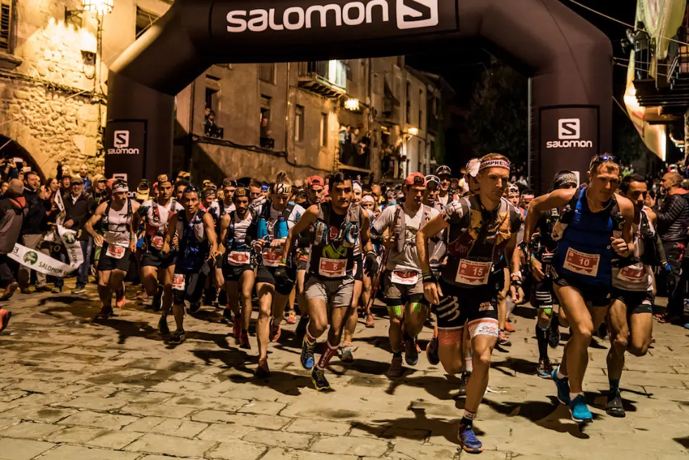 Ultra Pirineu 2017 race start, heading for 110 kms and 6,800m vertical climb