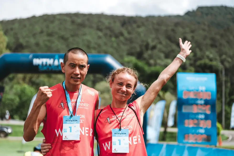 Male and female winners of Thailands first Merrell Skyrunner World Series race