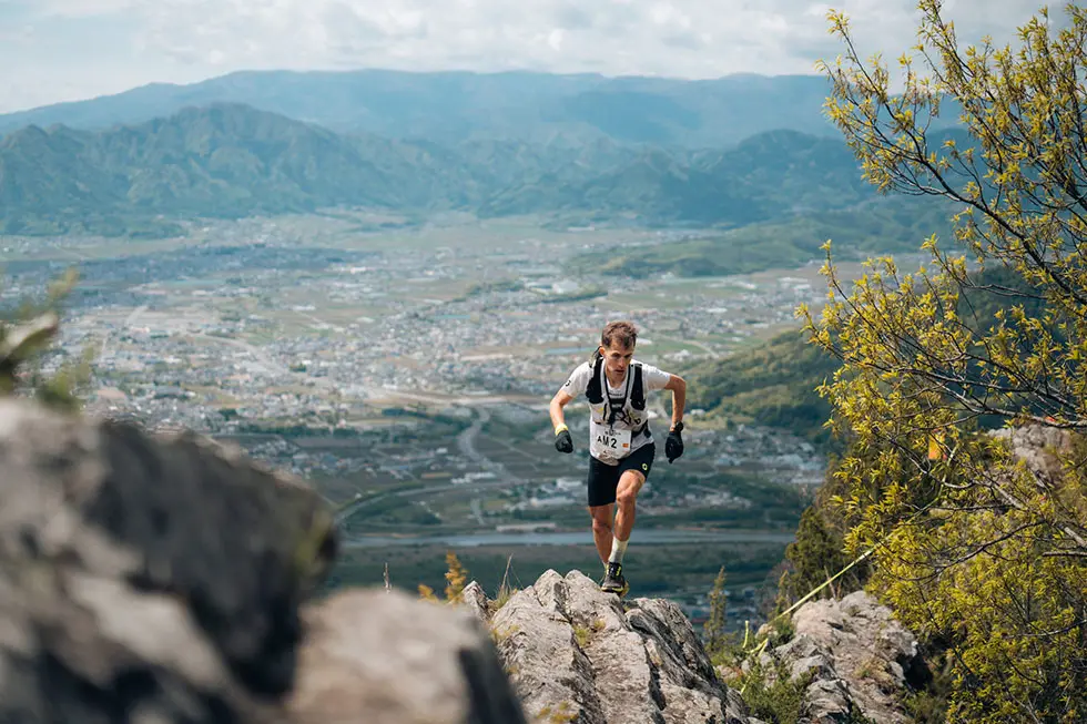 Nico Molina Running up mountain at Ueda Skyrace