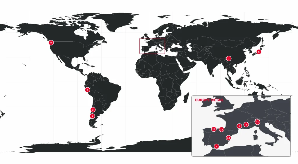 Merrell Shoe Test Locations on Map